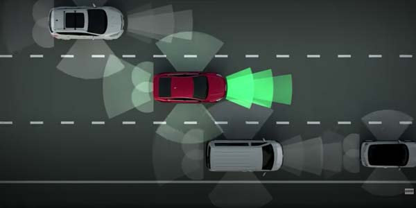 Overhead of cars showing ADAS sensors